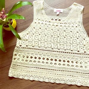 Bongo cream boho lace top size M
